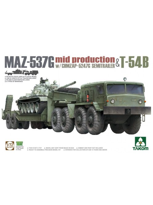 Takom - MAZ-537G  w/ChMZAP-5247G   Semi-trailer mid production & T-54B