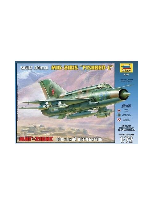 1/72 Soviet fighter MiG-21bis Fishbed-L Zvezda - No. 7259