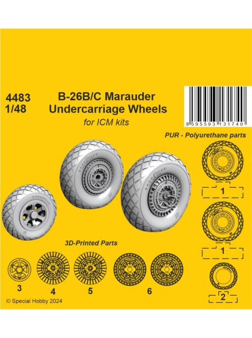 CMK - 1/48 B-26B/C Marauder Undercarriage Wheels / for ICM kit