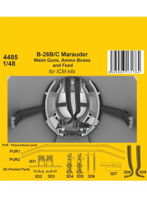 CMK - 1/48 B-26B/C Marauder Waist Guns, Ammo Boxes and Feed /  for ICM kit