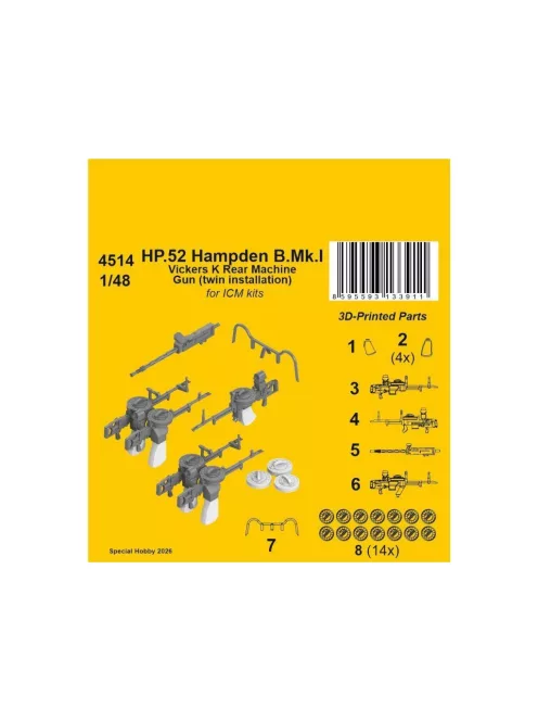 CMK - HP.52 Hampden B.Mk.I - Vickers K Rear Machine Gun (twin installation) / for ICM kits