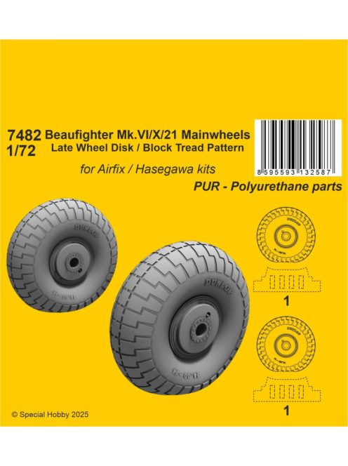 CMK - 1/72 Beaufighter Mk.VI/X/21 Mainwheels - Late Wheel Disk / Block Tread Pattern