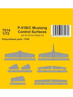   CMK - P-51B/C Mustang Control Surfaces 1/72 / for Arma Hobby kit