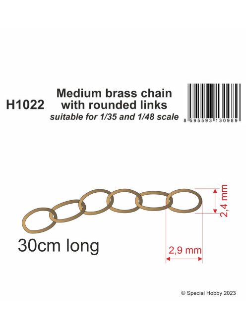 CMK - Medium brass chain with rounded links - suitable for 1/35 and 1/48 scale