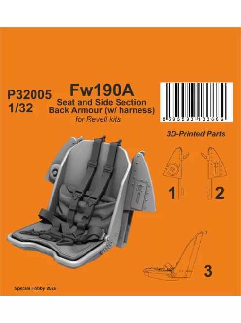 CMK - Fw190A Seat and Side Section Back Armour (w/ harness) for Revell