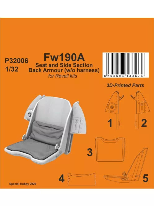CMK - Fw190A Seat and Side Section Back Armour (w/o harness) for Revell