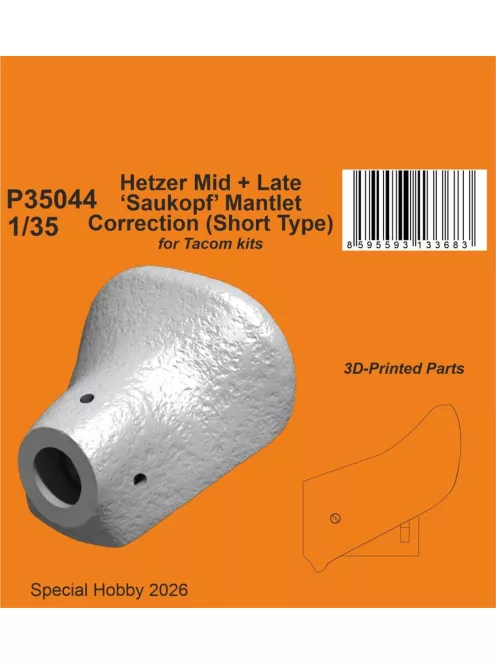 CMK - Hetzer Mid + Late ‘Saukopf’ Mantlet Correction (Short Type) for Takom