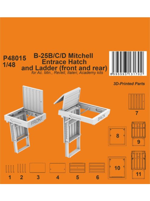 CMK - 1/48 B-25B/C/D Mitchell Entrace Hatch and Ladder (front and rear) / for Ac. Min., Revell, Italeri, A
