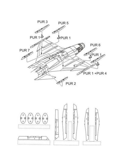 CMK - JAS-39C/D Wing and fuselage pylons for Italeri kit