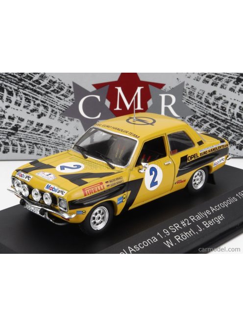Cmr - Opel Ascona 1.9 Sr N 2 Rally Acropolis 1975 W.Rohrl - J.Berger Yellow Black