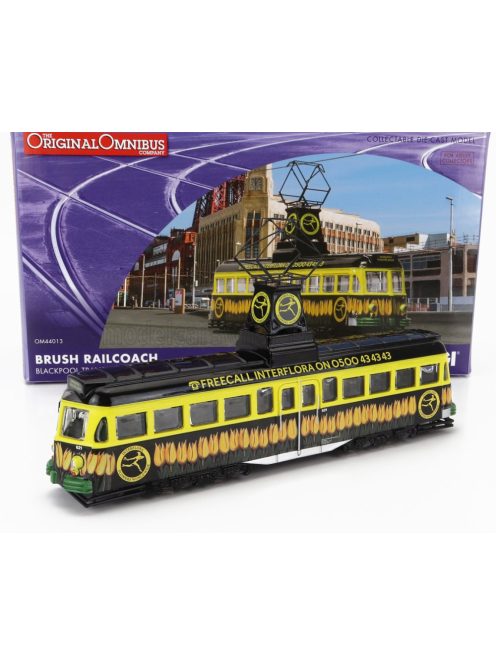 Corgi - TRAM BRUSH RAILCOACH BLACKPOOL TRANSPORT INTERFLORA 1970 YELLOW BLACK