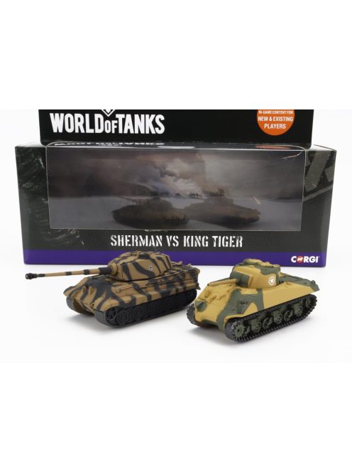 Corgi - TANK SET 2X SHERMAN + KING TIGER 1945 MILITARY CAMOUFLAGE