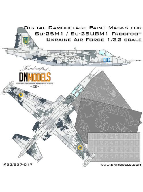 Dnmodels - 1:32 Su-25M1/Su-25Ubm1 Frogfoot Ukrainian Digital Camo Paint Mask Set (32/827-017)
