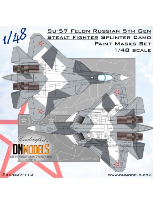 Dnmodels - 1:48 Su-57 Felon Russian 5Th Gen Stealth Fighter Splinter Camo Paint Masks Set (48/827-112)