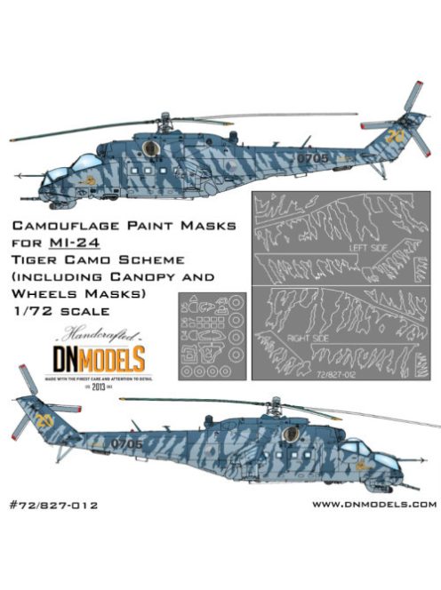 Dnmodels - 1:72 Mil Mi-24 Tiger Camo With Canopy And Wheels Included Paint Masks Set (72/827-012)