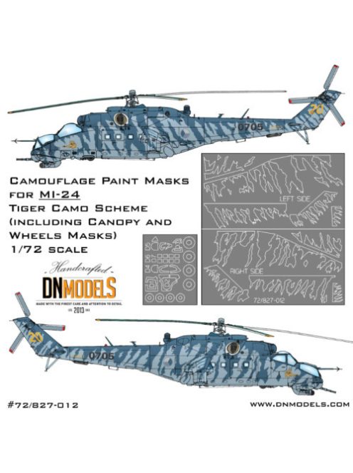 Dnmodels - 1:72 Mil Mi-24 Tiger Camo With Canopy And Wheels Included Paint Masks Set (72/827-012)