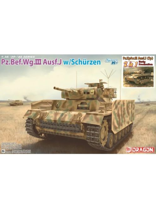 Dragon Armor - German medium tank Pz.Bef.Wg.III Ausf.J / Pz.III Ausf.J (Tp) Early Production (2 in 1) - Smart Kit