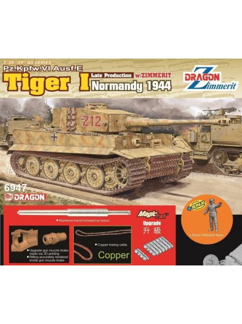 Dragon Armor - German heavy tank Pz.Kpfw. VI Ausf. E Tiger I Late Production w/Zimmerit (Normandy 1944) with Tiger Ace