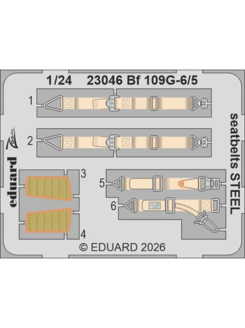 Eduard - Bf 109G-5/6 seatbelts STEEL for Airfix