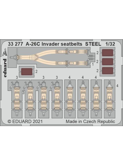 Eduard - A-26C Invader seatbelts STEEL for HOBBY BOSS