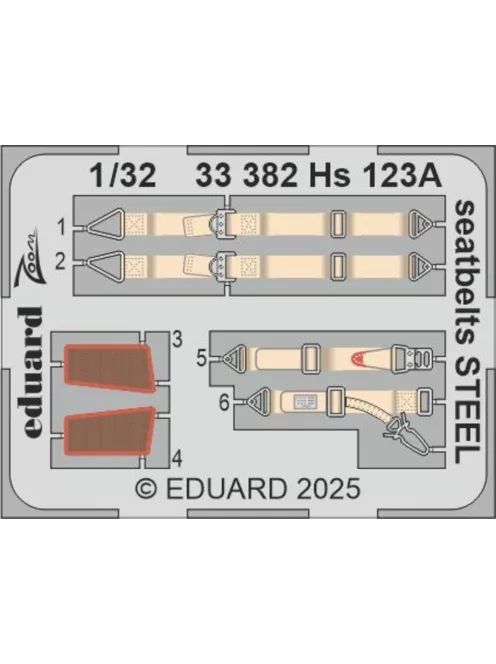 Eduard - Hs 123A seatbelts STEEL  1/32 for ICM