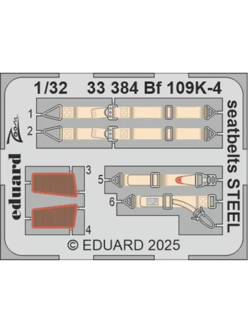 Eduard - Bf 109K-4 seatbelts STEEL 1/32 for Kotare