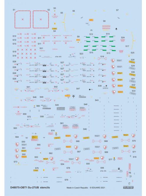 Eduard - Su-27UB stencils 1/48 for ACADEMY/KITTY HAWK/GWH