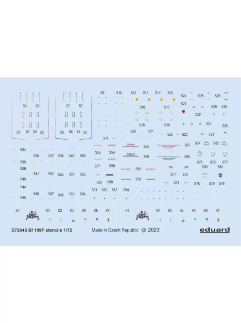 Eduard - Bf 109F stencils 1/72 EDUARD