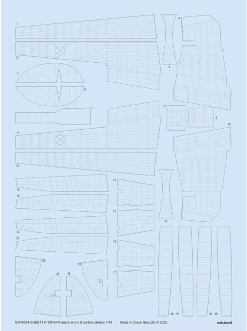 Eduard - P-38F/G/H raised rivets & surface details for TAMIYA