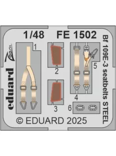 Eduard - Bf 109E-3 seatbelts STEEL  HOBBY BOSS
