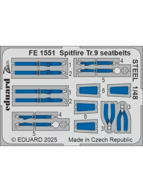 Eduard - Spitfire Tr.9 seatbelts STEEL  AIRFIX