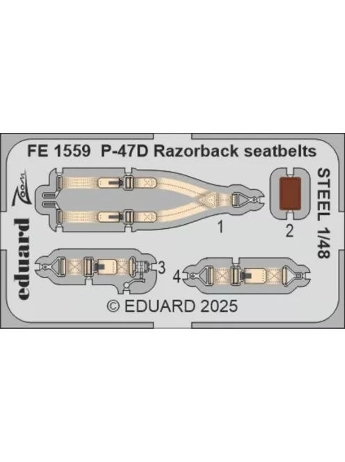 Eduard - P-47D Razorback seatbelts STEEL for Miniart