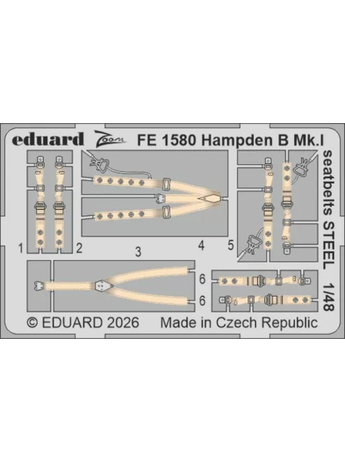 Eduard - Hampden B Mk.I seatbelts STEEL for ICM