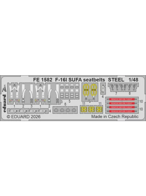 Eduard - F-16I SUFA seatbelts STEEL for Great Wall Hobby