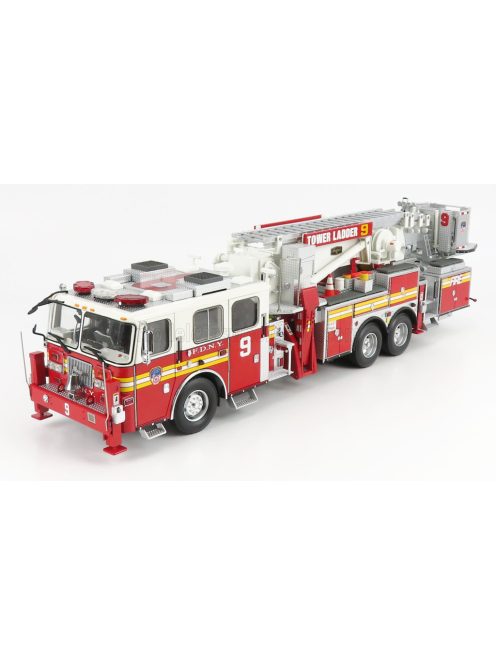 Edicola - SEAGRAVE TRUCK TOWER LADDER 9 SCALA FIRE DEPT. CITY OF NEW YORK - VIGILI DEL FUOCO - FIRE ENGINE - 55cm RED WHITE