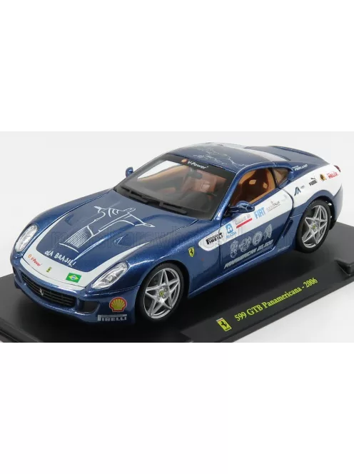 Edicola - FERRARI 599 GTB FIORANO - PANAMERICANA 20.000 Km 2006 - CON VETRINA - WITH SHOWCASE BLUE