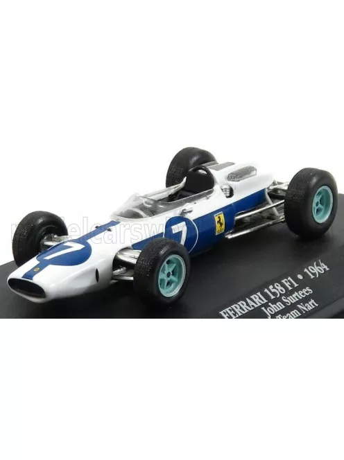 Edicola - FERRARI F1 158 TEAM N.A.R.T. NORTH AMERICAN RACING N 7 TEAM WORLD CHAMPION SEASON 1964 JOHN SURTEES WHITE BLUE