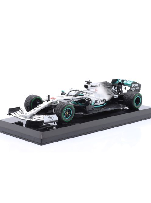 Edicola - MERCEDES GP F1  W10 EQ POWER+ TEAM AMG PETRONAS MOTORSPORT WORLD CHAMPION N 44 GERMAN GP 2019 LEWIS HAMILTON - DAMAGE BLISTER BOX WHITE SILVER BLACK