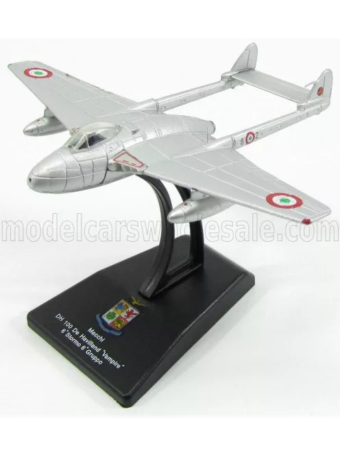 Edicola - MACCHI DH100 DE HAVILLAND CACCIABOMBARDIERE VAMPIRE 6th STORMO 6th GRUPPO MILITARY AIRPLANE 1946 9cm X 11.5cm SILVER
