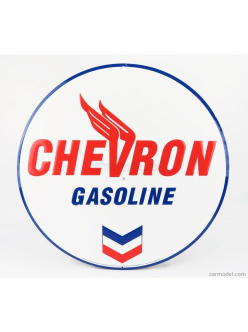 Edicola - Accessories Metal Round Plate - Chevron Gasoline White Red Blue