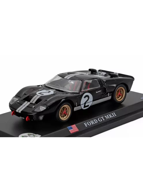 Edicola - FORD USA GT40 MKII 7.0L V8 TEAM SHELBY AMERICAN INC. N 2 WINNER 24h LE MANS 1966 BRUCE McLAREN - CHRIS AMON BLACK SILVER