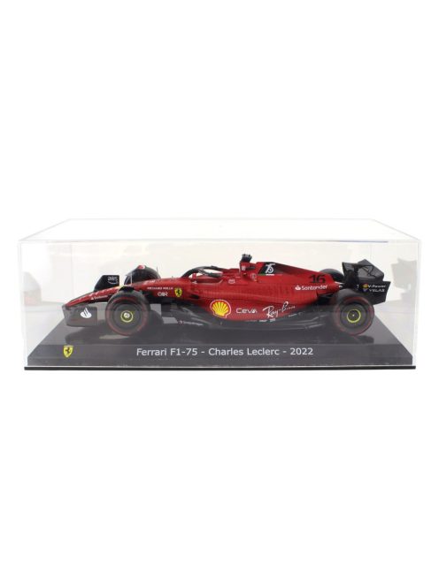 Edicola - FERRARI F1-75 SCUDERIA FERRARI N 16 SEASON 2022 CHARLES LECLERC - CON VETRINA - WITH SHOWCASE RED BLACK