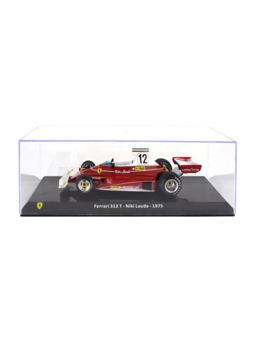 Edicola - FERRARI F1 312T TEAM FERRARI SEFAC N 12 WORLD CHAMPION SEASON 1975 NIKI LAUDA - CON VETRINA - WITH SHOWCASE RED WHITE