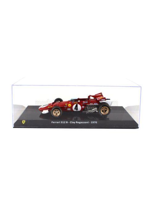 Edicola - FERRARI F1  312B N 4 SEASON 1970 CLAY REGAZZONI - CON VETRINA - WITH SHOWCASE RED WHITE