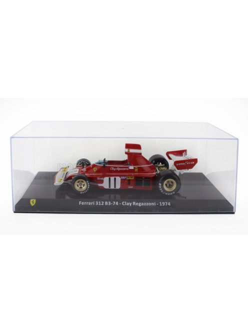 Edicola - FERRARI F1  312 B3-74 N 11 SEASON 1974 CLAY REGAZZONI - CON VETRINA - WITH SHOWCASE RED WHITE
