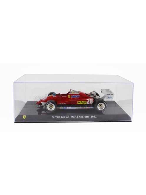 Edicola - FERRARI F1  126 C2 N 28 SEASON 1982 MARIO ANDRETTI - CON VETRINA - WITH SHOWCASE RED