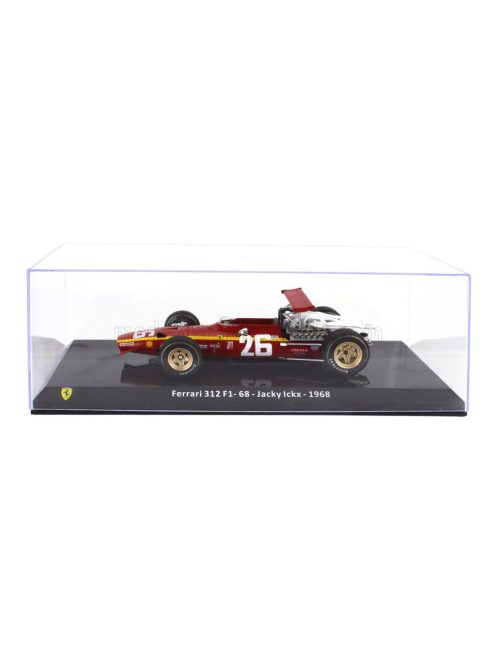 Edicola - FERRARI F1  312 F1-68 N 26 SEASON 1968 JACKY ICKX - CON VETRINA - WITH SHOWCASE RED WHITE