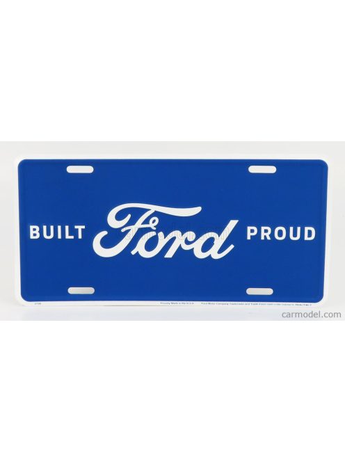 Edicola - Accessories Funny Metal Plate - Ford Logo Built Proud Blue White