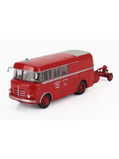   Edicola - BERLIET GLCK 10R TRUCK FPDGP FIRE ENGINE BOMBEROS DE METZ 2-ASSI WITH TRAILER 1962 RED