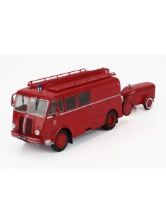   Edicola - BERLIET GLA 5F TRUCK FPDGP FIRE ENGINE BOMBEROS FIN 2-ASSI WITH TRAILER 1953 RED